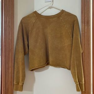 Joy Lab Target Crewneck Long Sleeve Mustard Yellow Distressed Sweater Size XS